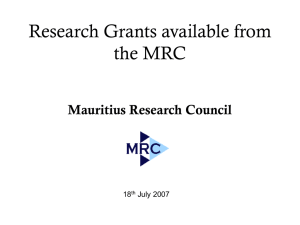 Research Grants available from the MRC Mauritius Research Council 18