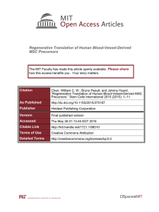 Regenerative Translation of Human Blood-Vessel-Derived MSC Precursors Please share