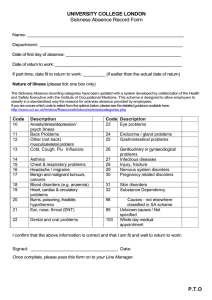 UNIVERSITY COLLEGE LONDON Sickness Absence Record Form