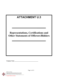 ATTACHMENT U.3  Representations, Certifications and Other Statements of Offerors/Bidders