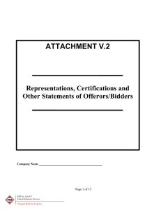ATTACHMENT V.2  Representations, Certifications and Other Statements of Offerors/Bidders