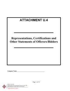 ATTACHMENT U.4  Representations, Certifications and Other Statements of Offerors/Bidders