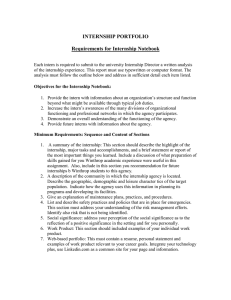 INTERNSHIP PORTFOLIO Requirements for Internship Notebook