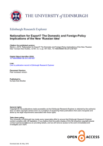 Edinburgh Research Explorer Nationalism for Export? The Domestic and Foreign-Policy
