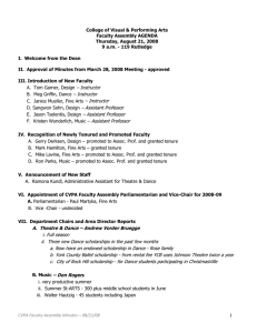 College of Visual &amp; Performing Arts Faculty Assembly AGENDA
