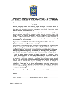 UNIVERSITY POLICE DEPARTMENT APPLICATION FOR RIDE ALONG