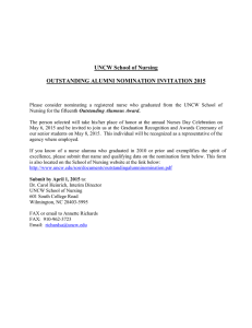 UNCW School of Nursing  OUTSTANDING ALUMNI NOMINATION INVITATION 2015