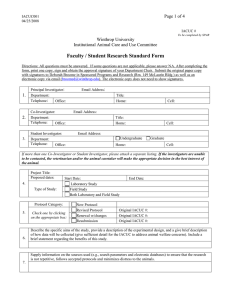 Faculty / Student Research Standard Form Page 1 of 4 Winthrop University