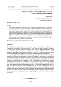 Research in Testing Communication Skills in Foreign Language (English) Literature Review