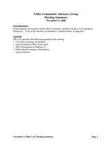 Libby Community Advisory Group Meeting Summary November 9, 2006 Introductions