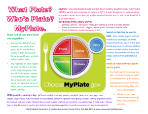 MyPlate ers make better food choices and to remind Americans to... ly at each meal. (DGA’s)