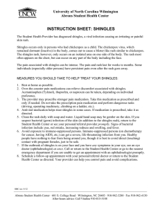 INSTRUCTION SHEET: SHINGLES University of North Carolina Wilmington Abrons Student Health Center
