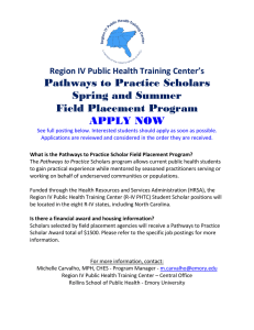 Pathways to Practice Scholars Spring and Summer Field Placement Program APPLY NOW