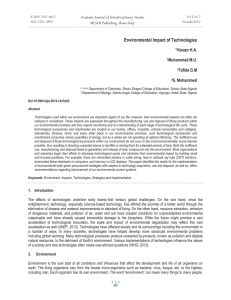 Environmental Impact of Technologies Academic Journal of Interdisciplinary Studies MCSER Publishing, Rome-Italy