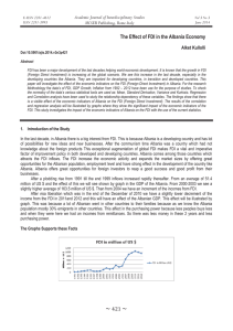 The Effect of FDI in the Albania Economy MCSER Publishing, Rome-Italy