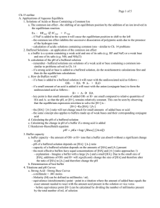 Page 1 of 5 Ch.15 outline A. Applications of Aqueous Equilibria