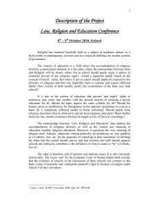 Description of the Project Law, Religion and Education Conference  8