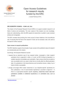 Open Access Guidelines for research results funded by the ERC