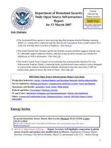 Department of Homeland Security Daily Open Source Infrastructure Report for 13 March 2007