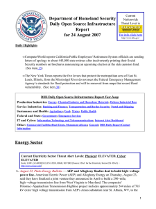 Department of Homeland Security Daily Open Source Infrastructure Report for 24 August 2007