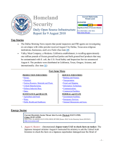Homeland Security Daily Open Source Infrastructure Report for 9 August 2010