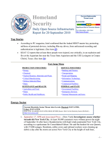 Homeland Security Daily Open Source Infrastructure Report for 20 September 2010