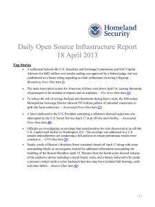 Daily Open Source Infrastructure Report 18 April 2013 Top Stories