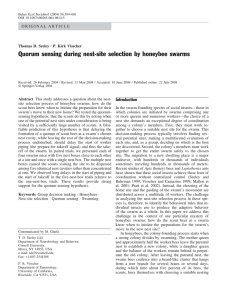 Quorum sensing during nest-site selection by honeybee swarms