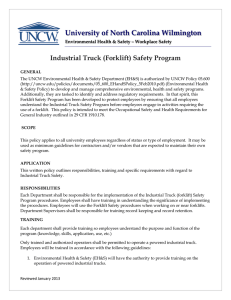 University of North Carolina Wilmington Industrial Truck (Forklift) Safety Program