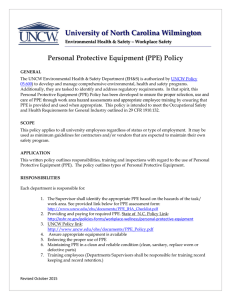 University of North Carolina Wilmington Personal Protective Equipment (PPE) Policy