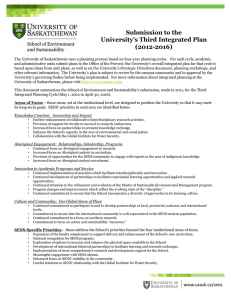 Submission to the University’s Third Integrated Plan (2012-2016)
