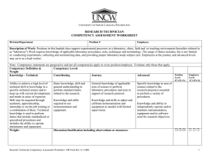 RESEARCH TECHNICIAN COMPETENCY ASSESSMENT WORKSHEET