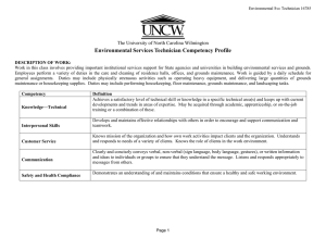 Environmental Services Technician Competency Profile The University of North Carolina Wilmington