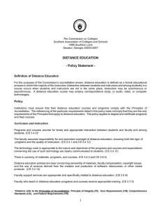 DISTANCE EDUCATION - Policy Statement -