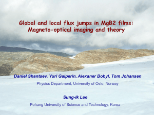 Global and local flux jumps in MgB2 films: Sung-Ik Lee