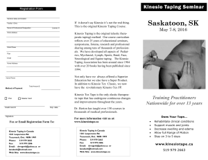 Saskatoon, SK Kinesio Taping Seminar  May 7-8, 2016