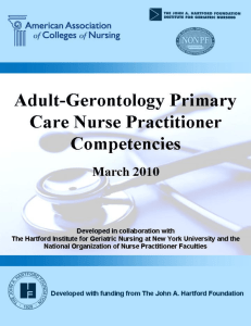 Adult-Gerontology Primary Care Nurse Practitioner Competencies, AACN, March 2010.