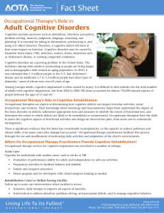 Fact Sheet Adult Cognitive Disorders  Occupational Therapy’s Role in