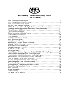 Key Nationally Competitive Scholarship Awards Table of Contents