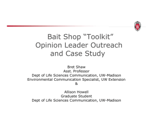 Bait Shop “Toolkit” Opinion Leader Outreach and Case Study