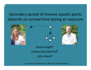 Secondary spread of invasive aquatic plants  depends on survival time during air exposure Susan Knight Lindsey Bruckerhoff