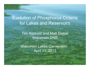 Evolution of Phosphorus Criteria for Lakes and Reservoirs Wisconsin DNR