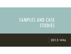 SAMPLES AND CASE STUDIES 2015 WAL