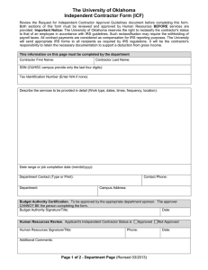 The University of Oklahoma Independent Contractor Form (ICF)