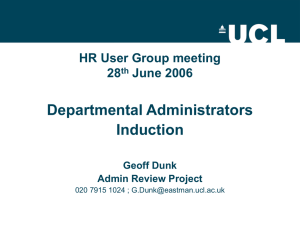 Departmental Administrators Induction HR User Group meeting 28