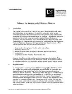Policy on the Management of Sickness Absence