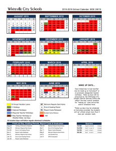 Whiteville City Schools 2015-2016 School Calendar  BOE 3/9/15