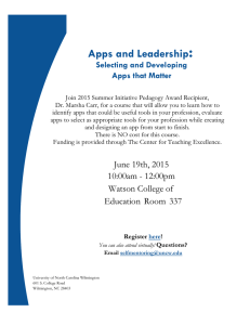 : Apps and Leadership Selecting and Developing Apps that Matter
