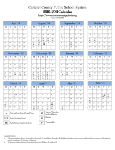 Carteret County Public School System 2010-2011 Calendar  H