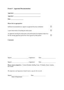 Form F - Appraisal Documentation